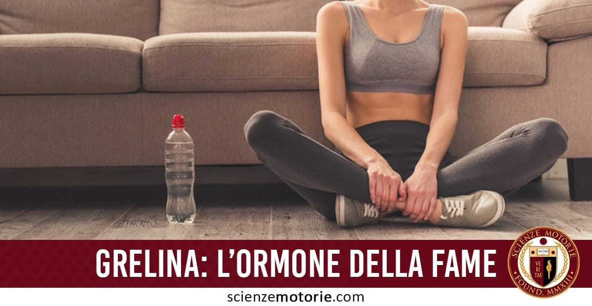 Persona seduta a gambe incrociate in abbigliamento sportivo grigio davanti a un divano, con una bottiglietta d’acqua davanti.