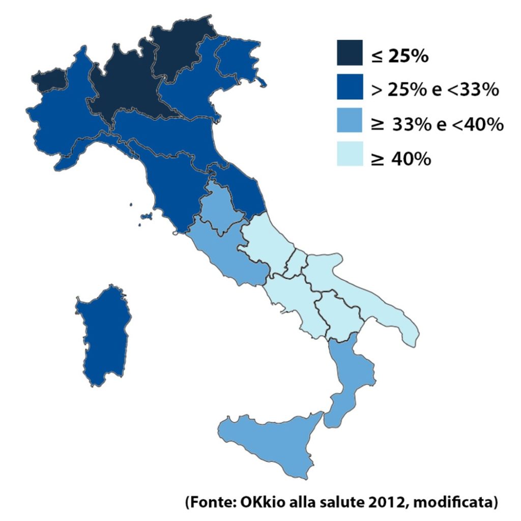 sovrappeso + obesità per regione